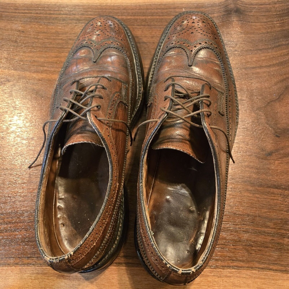 Vtg Florsheim Imperial‎ Shoes Leather Wing-Tip Brown 610750 Mens 11D